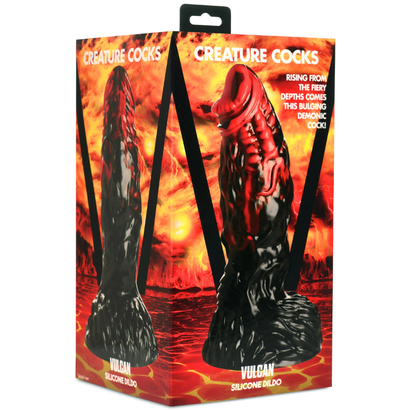 Vulcan textured silicone fantasy dildo with suction cup.