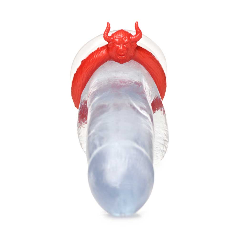 Red bull fantasy silicone cock ring with a devilish design.