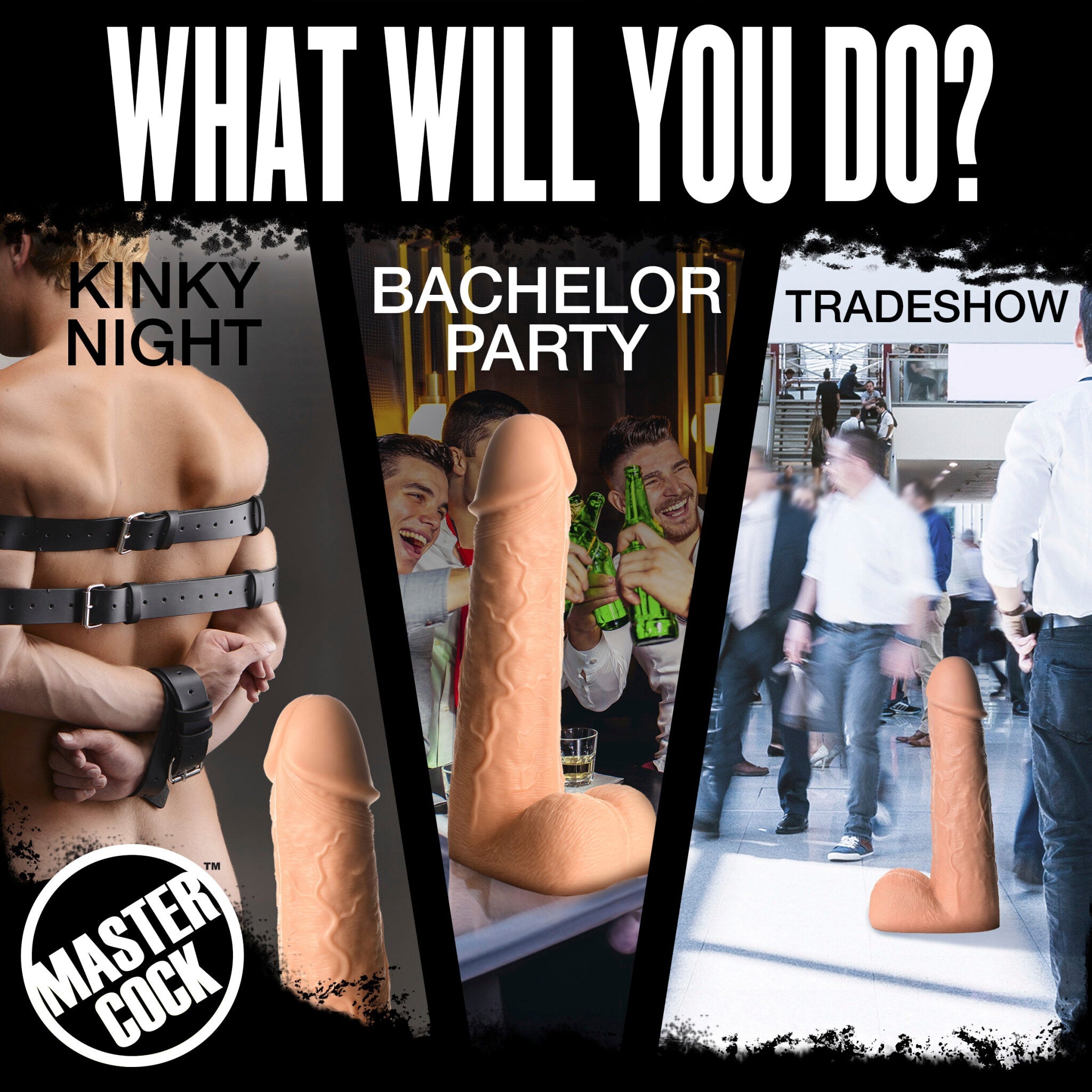 A 2-foot light-colored realistic PVC dildo.