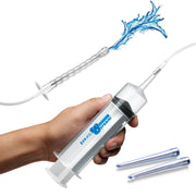 Enema syringe kit with a 150ml syringe, silicone tube, and three different tips.