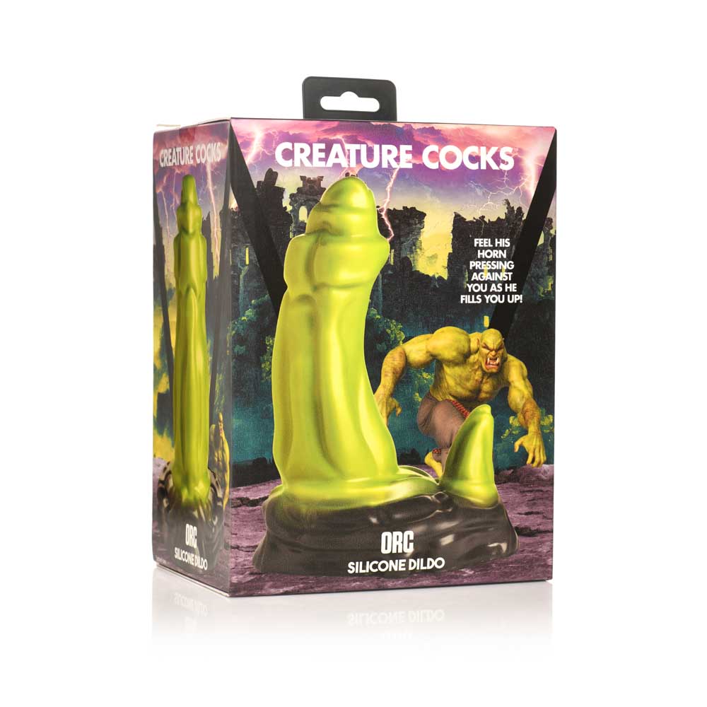 Orc Fantasy Silicone Dildo with dual stimulation horn.