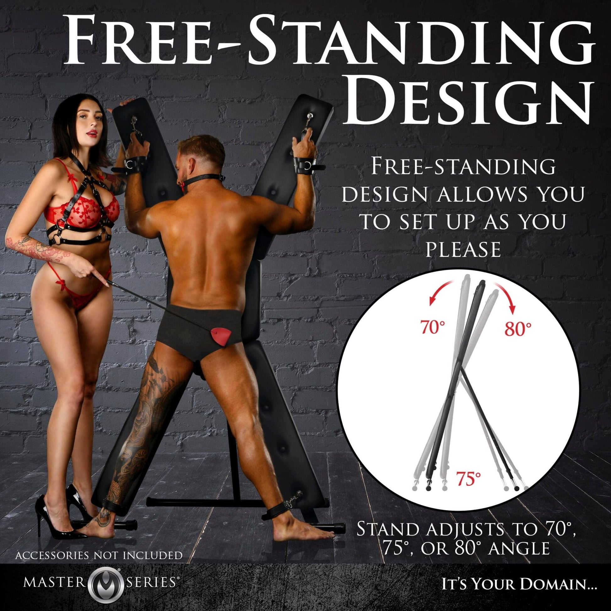 Master Series Deluxe Free-Standing St. Andrew's Cross with adjustable angles.