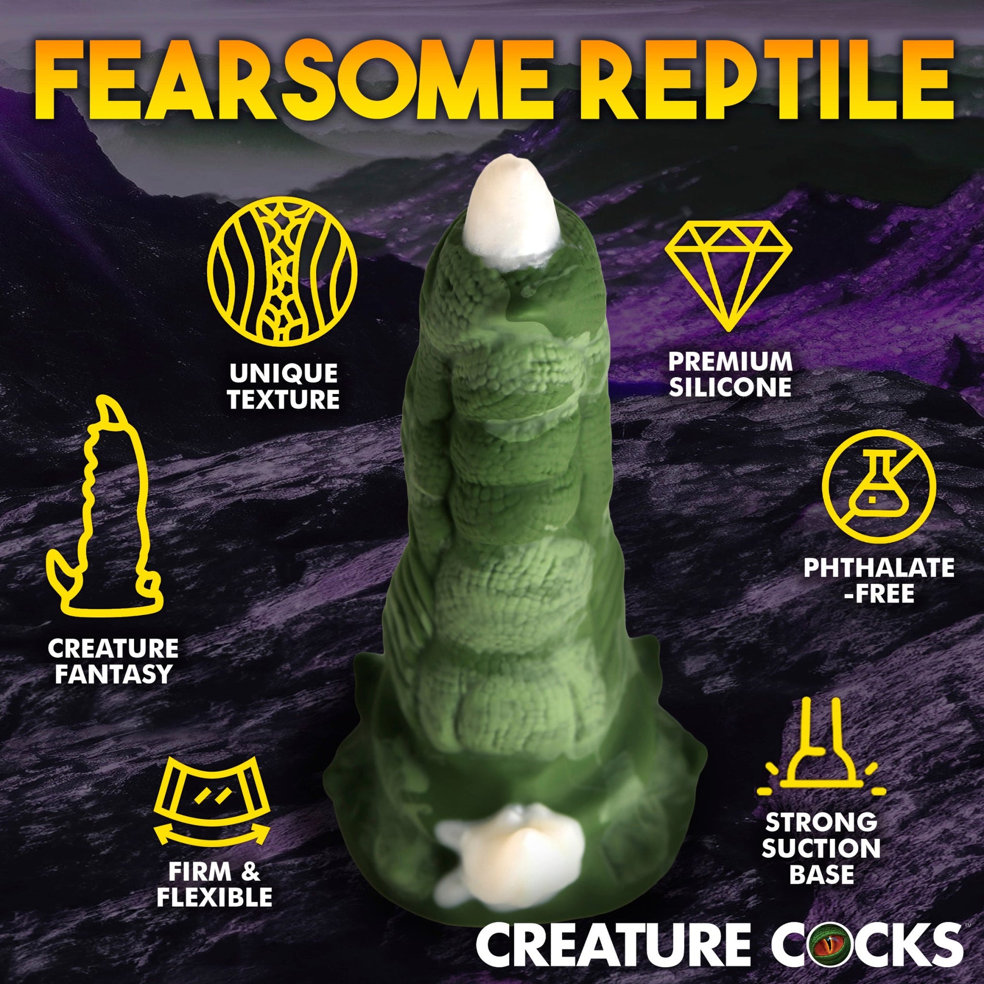 Green dragon claw dildo with unique texture and suction cup base.