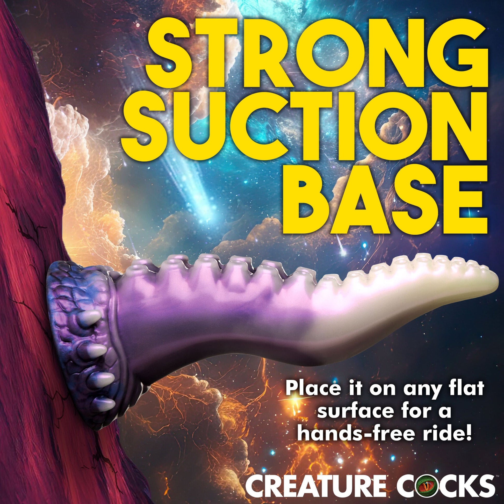 Astropus tentacle dildo with suction cup in purple and white.