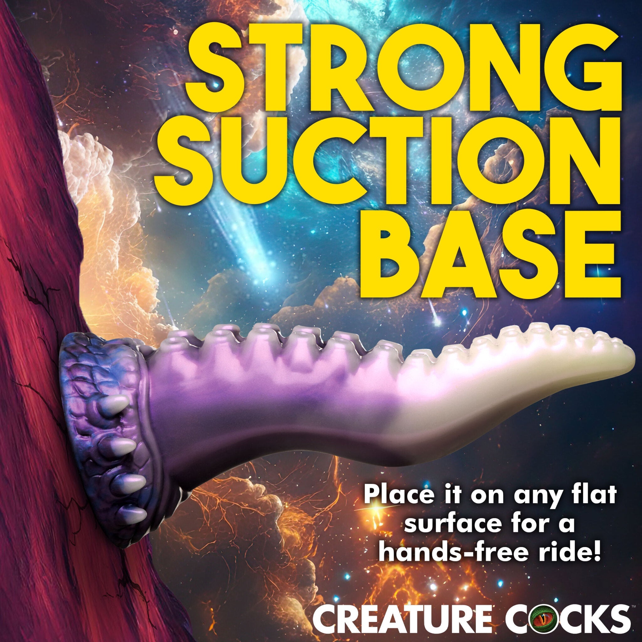 Astropus tentacle dildo with suction cup in purple and white.