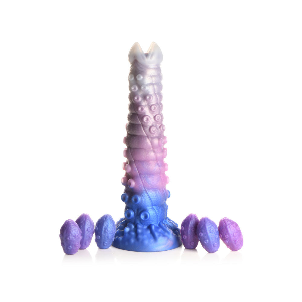 Large silicone ovipositor dildo with tentacles and eggs.