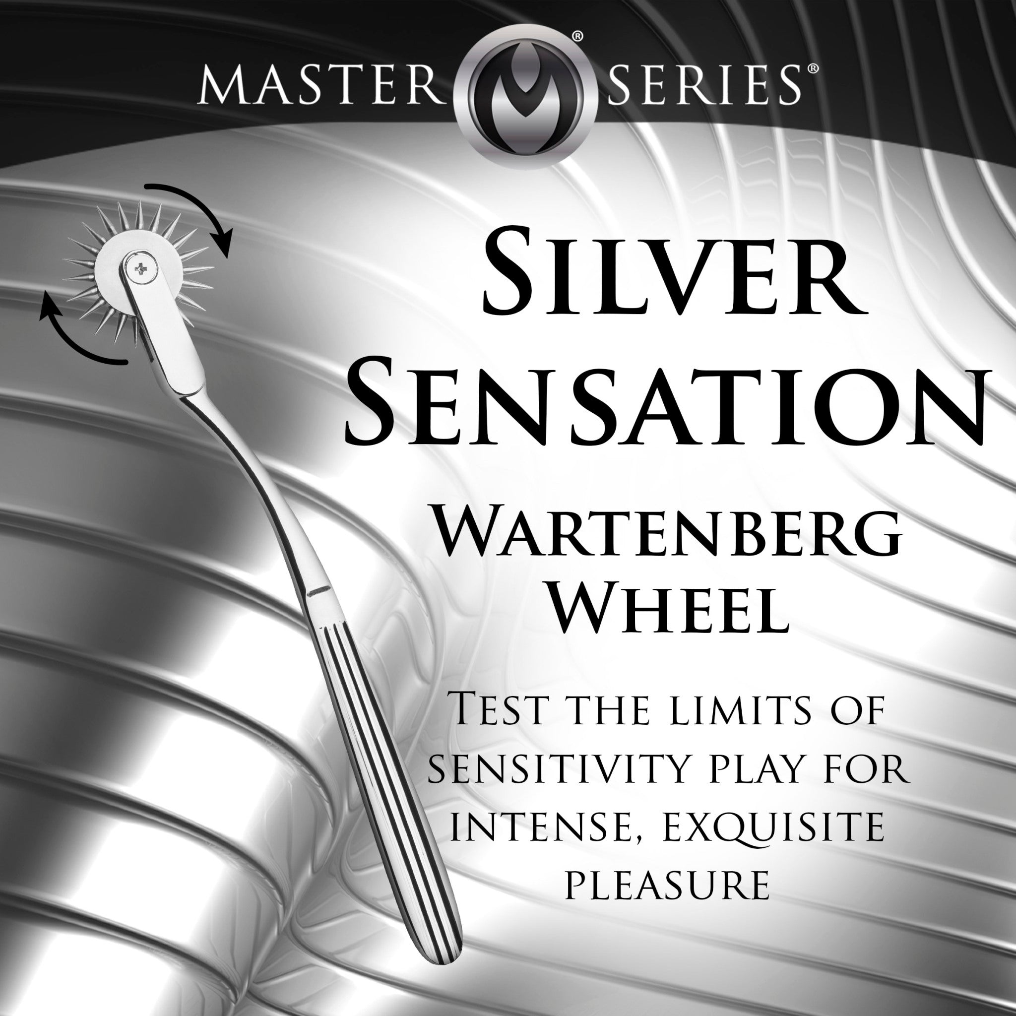 Silver stainless steel Wartenberg pinwheel sensation toy.