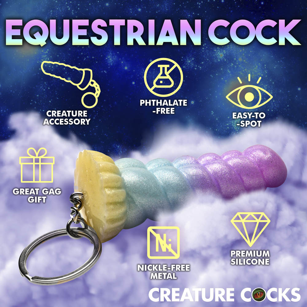 Pastel unicorn horn keychain made of silicone and nickel-free metal.