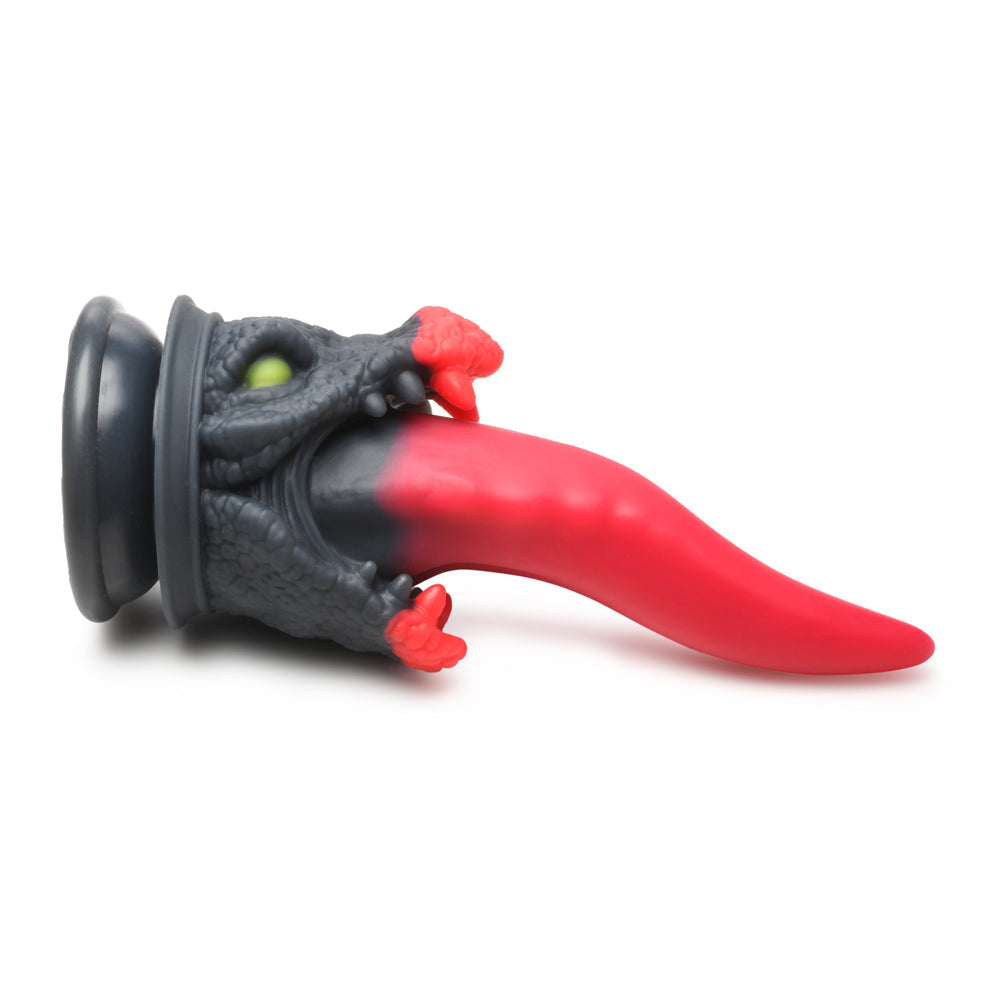 Dragon Roar fantasy dildo with suction cup and red tongue.