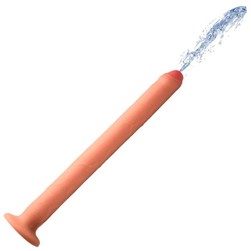 15 inch thick silicone enema hose attachment with water spraying from the tip.