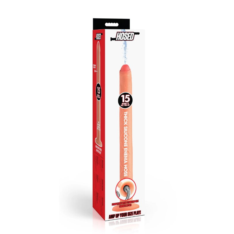 15 inch thick silicone enema hose attachment in packaging.