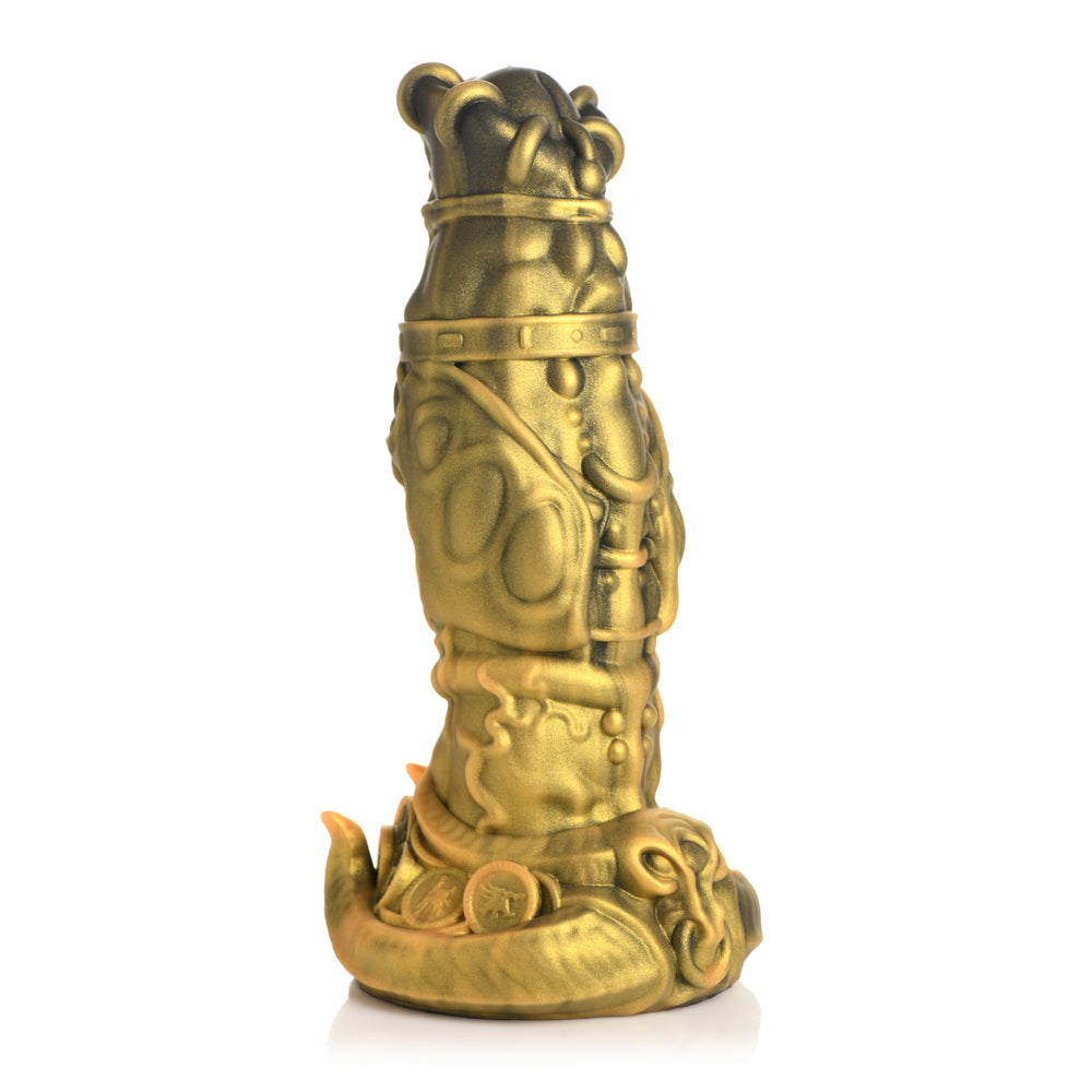 Gold King Minotaur fantasy dildo with ornate details and a suction cup base.