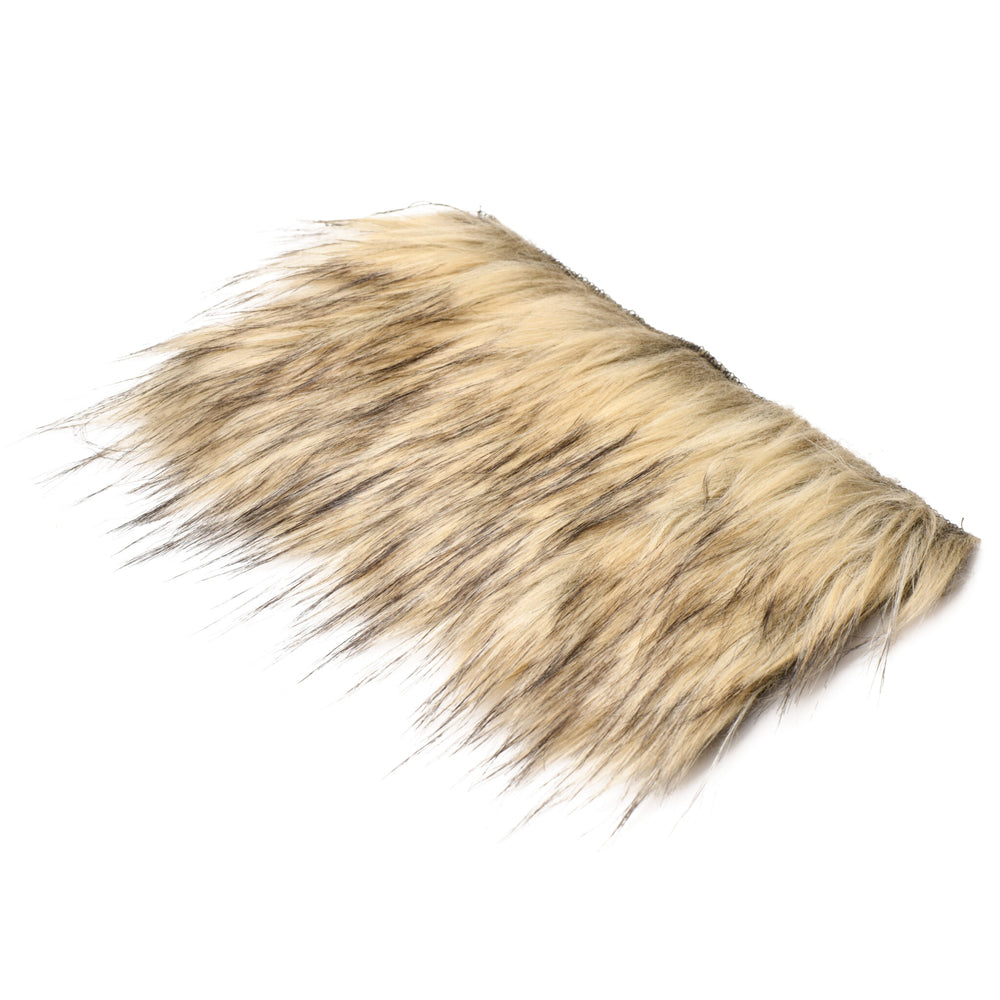Brown and black faux fur trim on a white background.