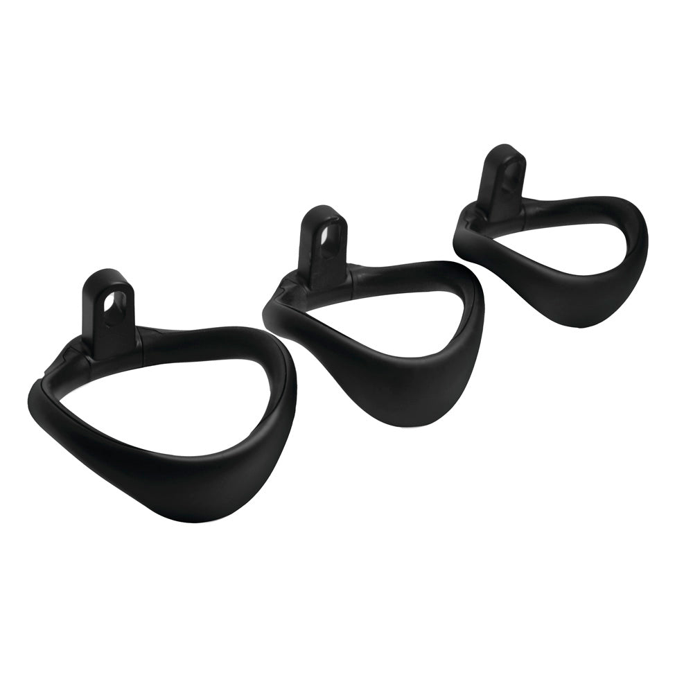 Three black chastity cage rings with silicone lining.