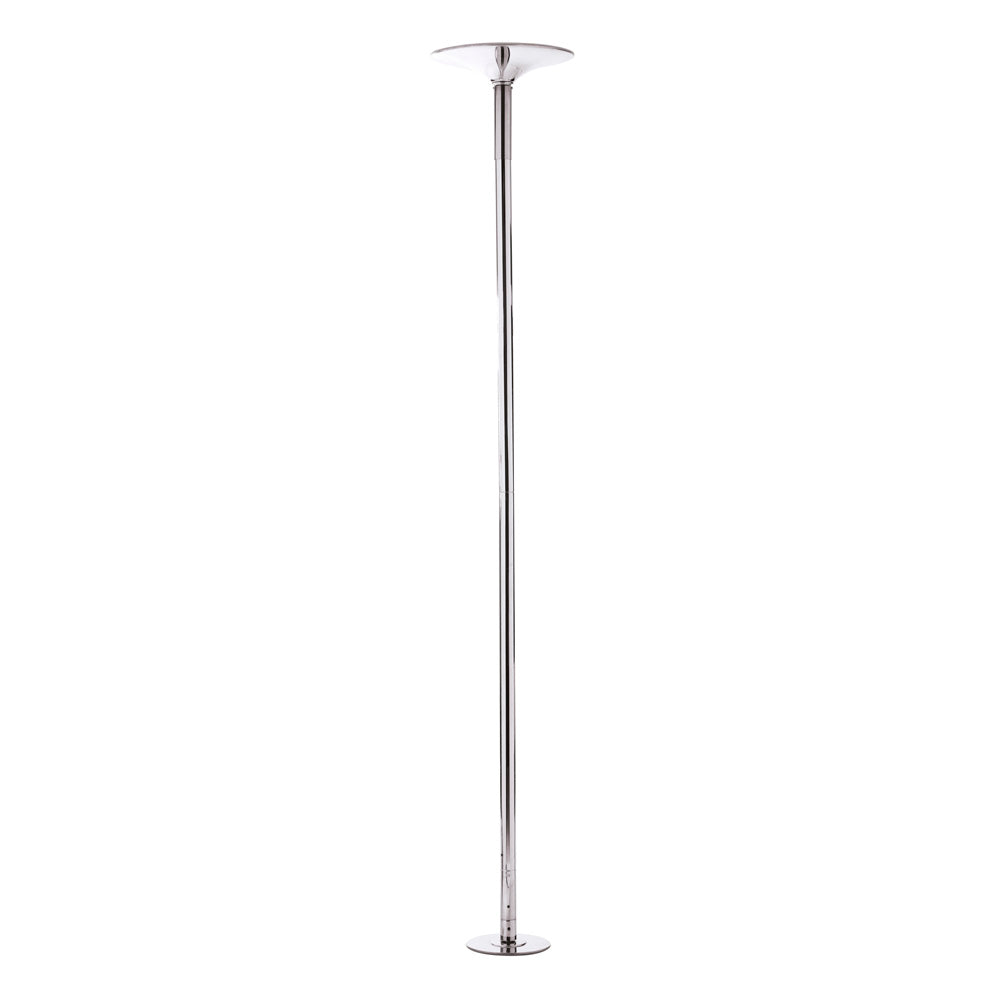 Adjustable spinning dance pole made of silver steel.