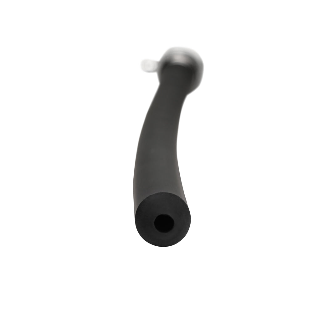 Black silicone enema nozzle with a metal hose.