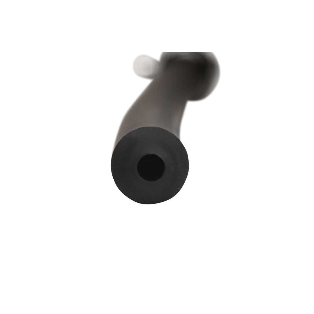 Black silicone enema nozzle with a metal hose.