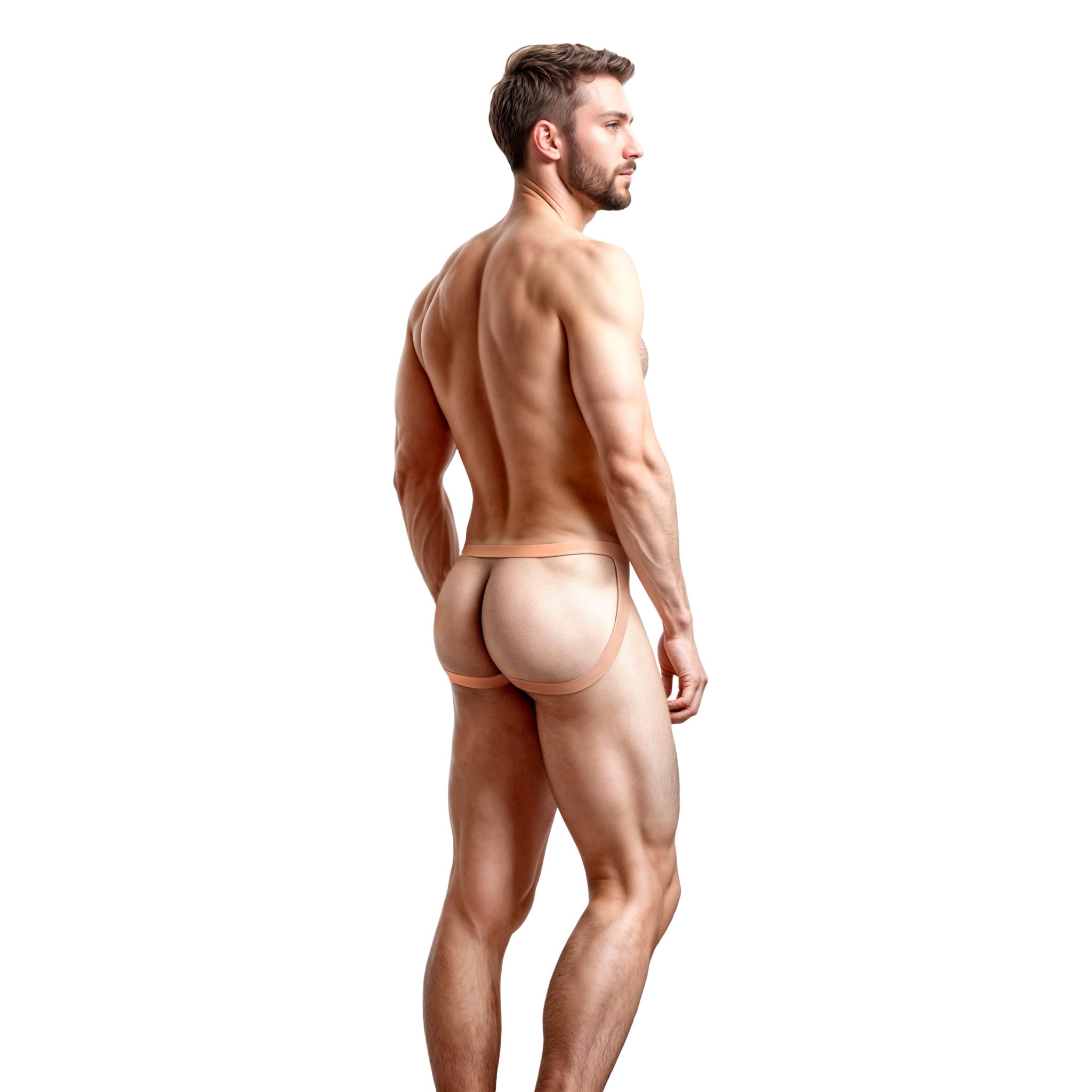 Realistic silicone vagina jockstrap in a skin tone with a classic jockstrap design.