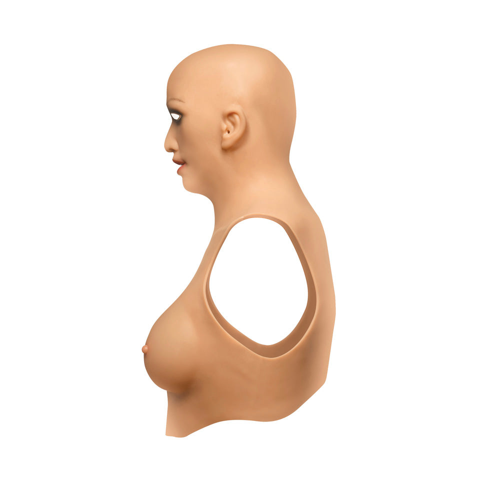 Silicone masker suit with C-cup breasts and realistic face.