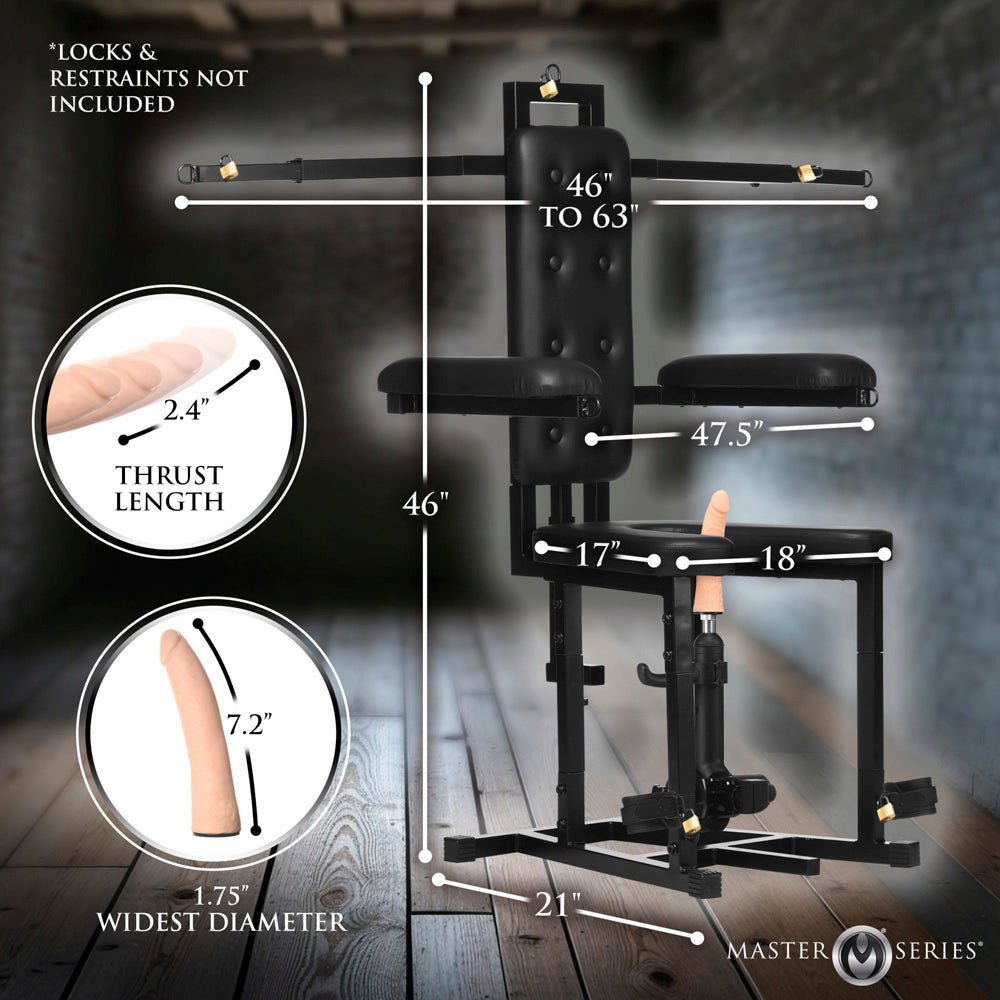 Enforcer Bondage Chair with Motorized Sex Machine and dildo.