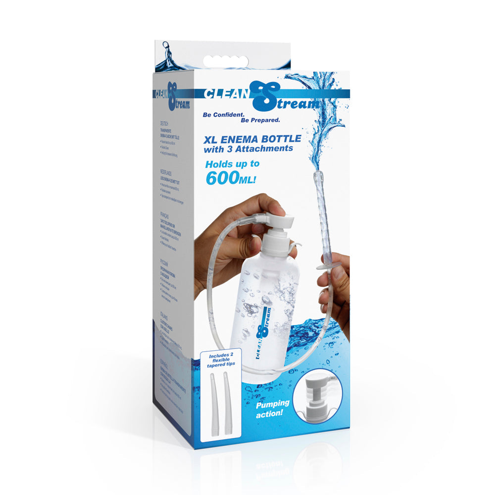 600mL enema bottle kit with 3 nozzle attachments.