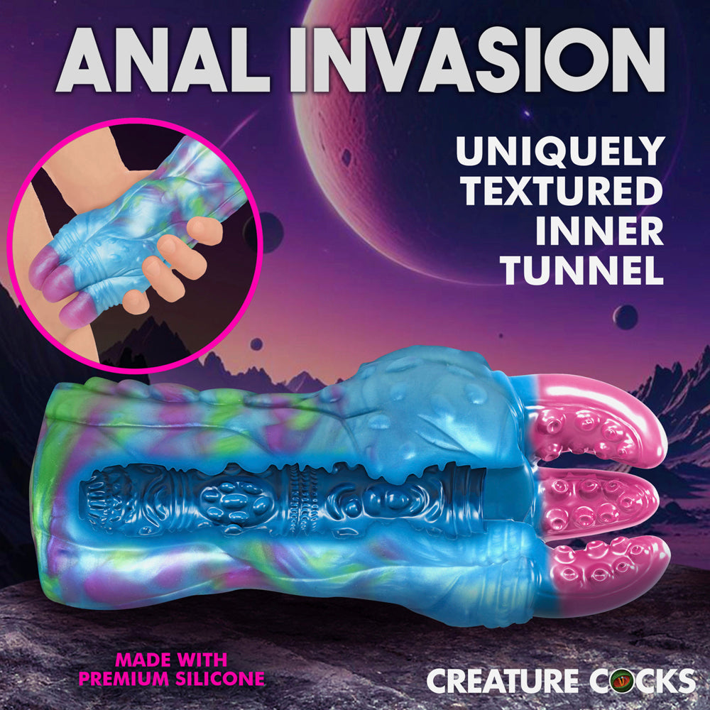 Asstra Alien Fantasy Silicone Stroker with textured inner tunnel and pink tentacles.