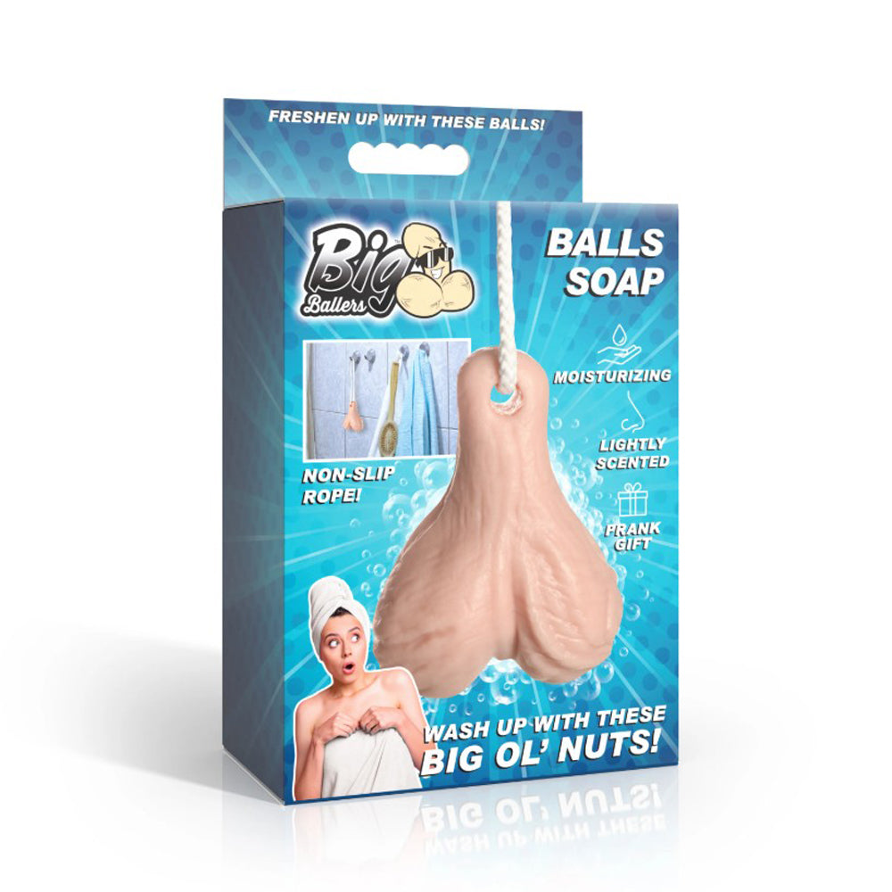 Balls Soap on a Rope, a novelty soap shaped like testicles, with a rope for hanging.