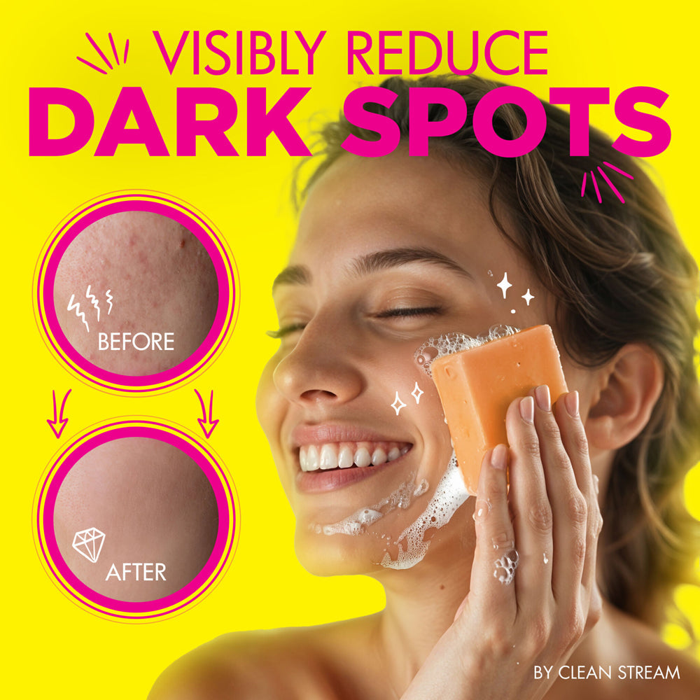 Kojic acid soap with an exfoliating applicator for reducing dark spots.