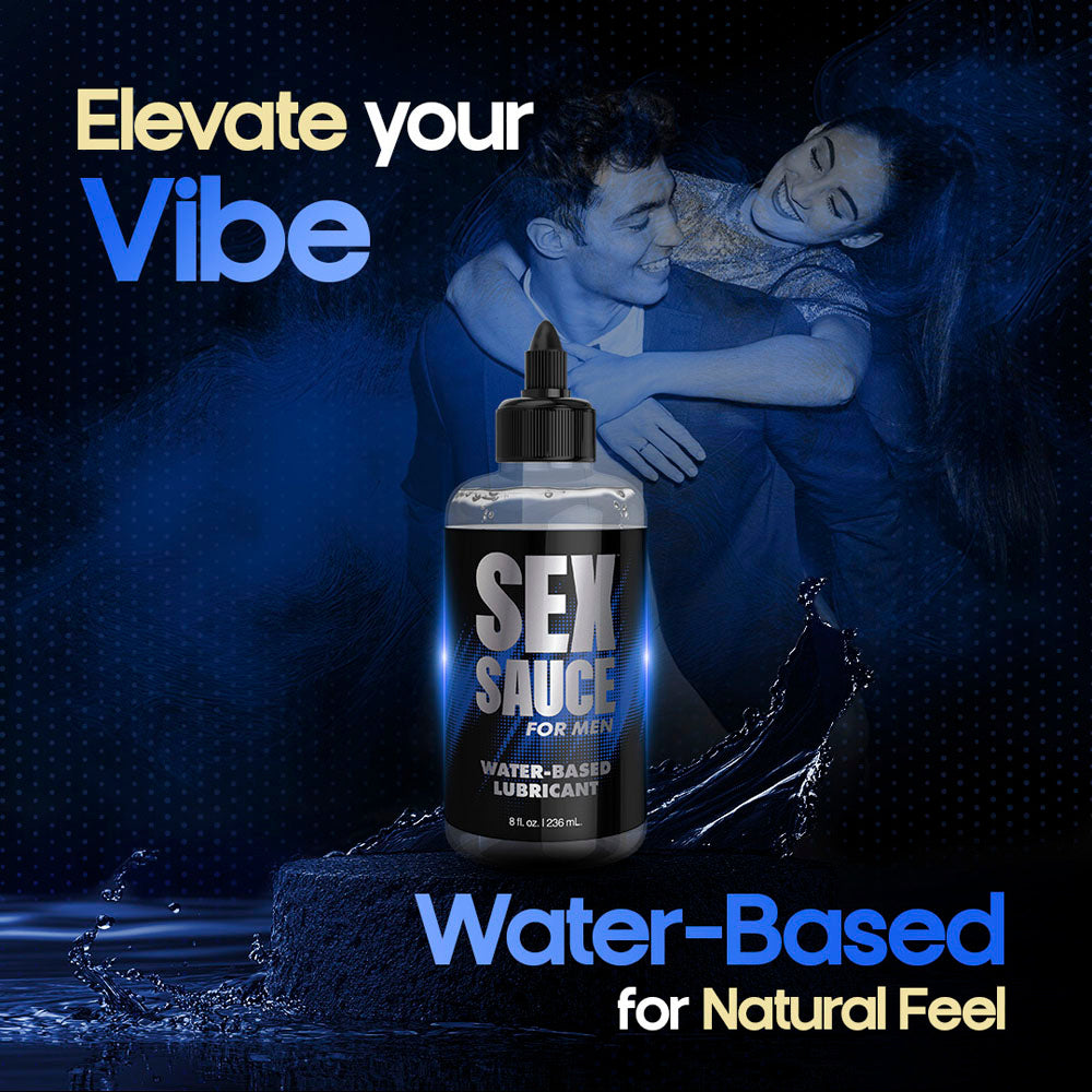 Bottle of "Sex Sauce" water-based lubricant for men.
