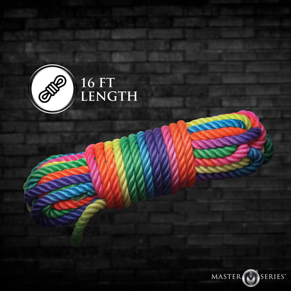 Rainbow 16ft soft nylon bondage rope.
