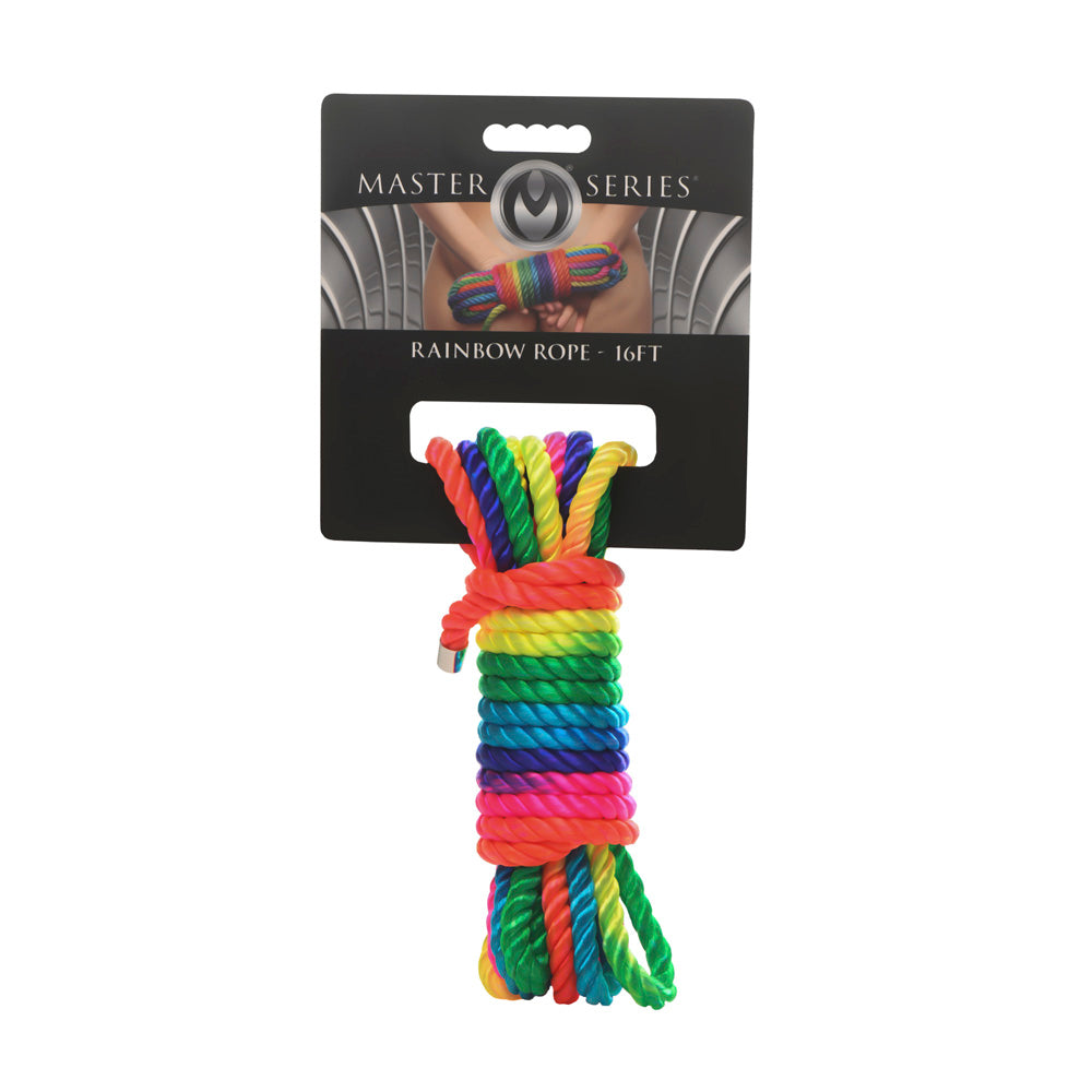 Rainbow Shibari bondage rope, 16ft, soft nylon, Master Series.