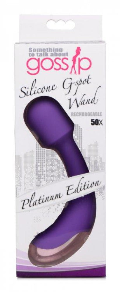Purple silicone G-spot wand with "Platinum Edition" text.