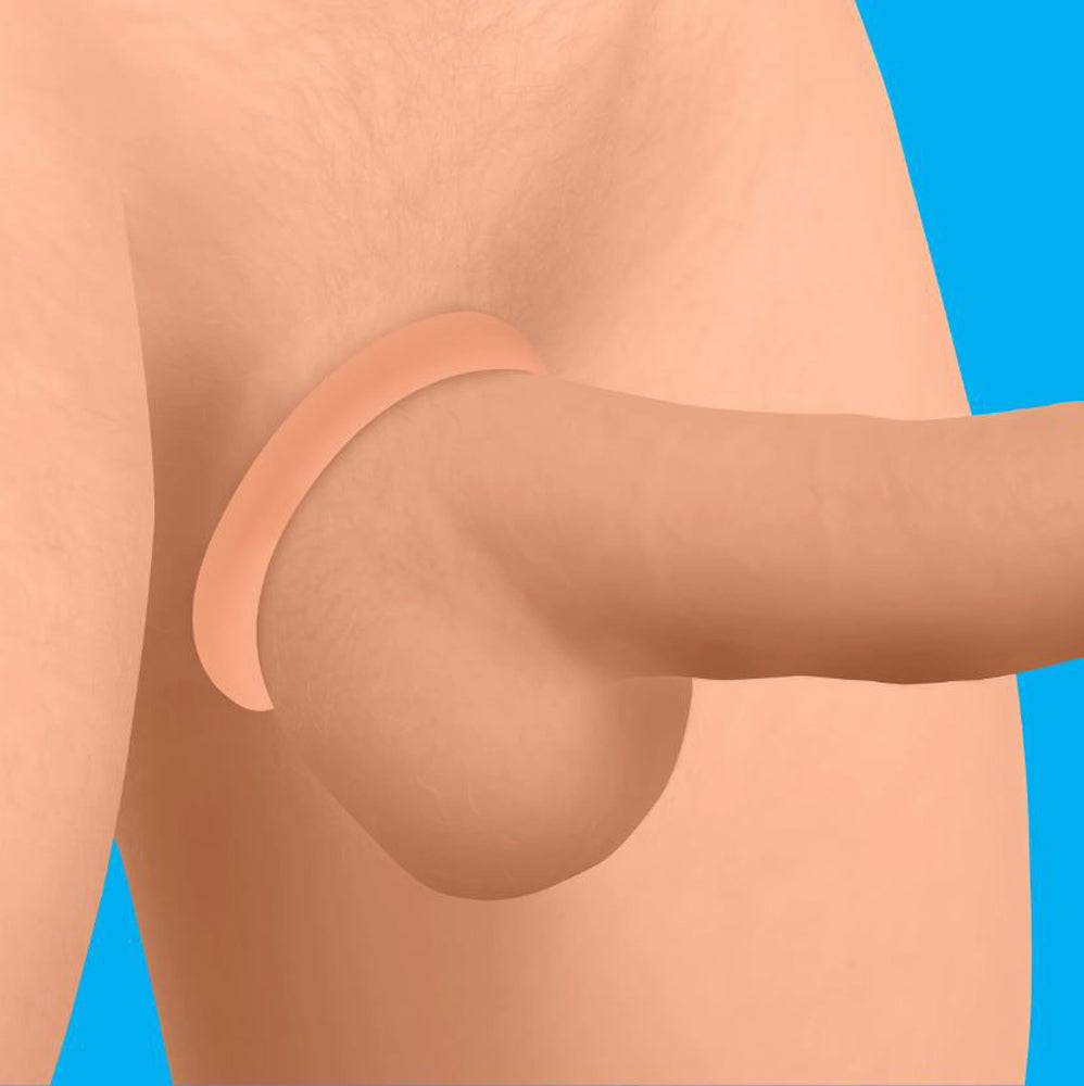 Set of three tan silicone cock rings in graduated sizes.