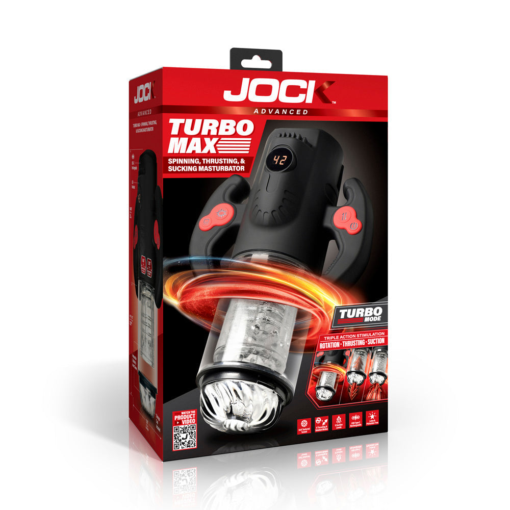 JOCIK Turbo Max rechargeable masturbator with spinning, thrusting, and sucking features.