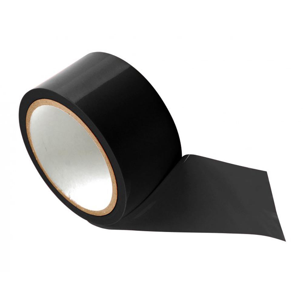 Black PVC bondage tape, 20m length, non-sticky.