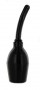 Black silicone enema bulb with a flexible, twisted tip.