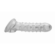 Clear textured girth enhancer sleeve with a ball strap.