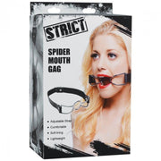 Spider open mouth ring gag with leather straps.