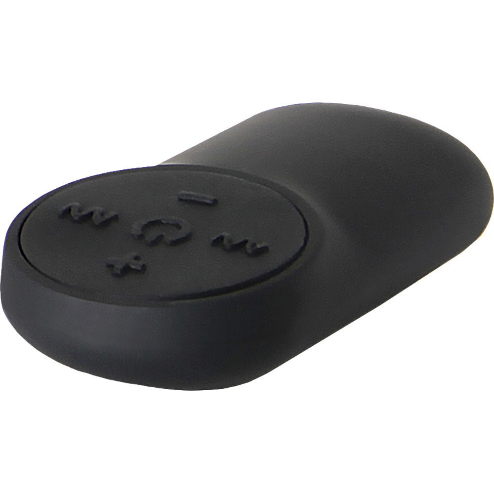 Black remote-controlled prostate massager with textured beads.