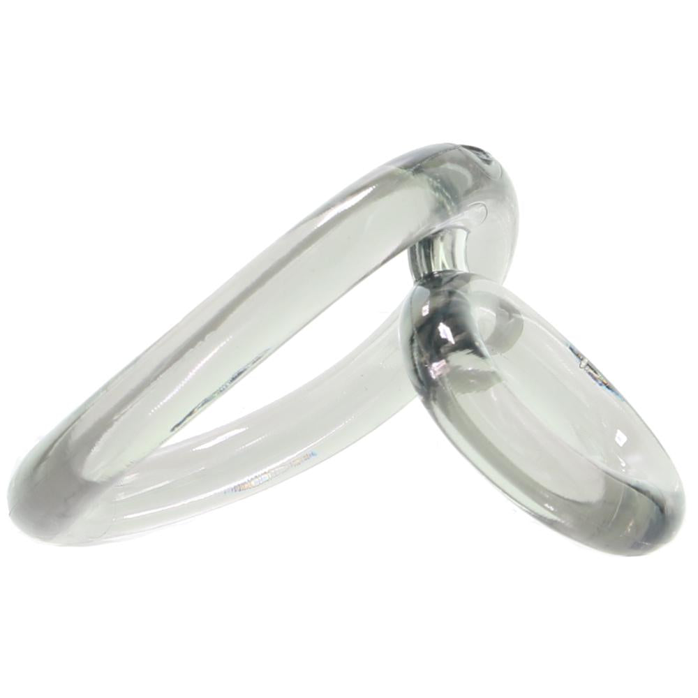 Clear double loop cock ring with ball strap.