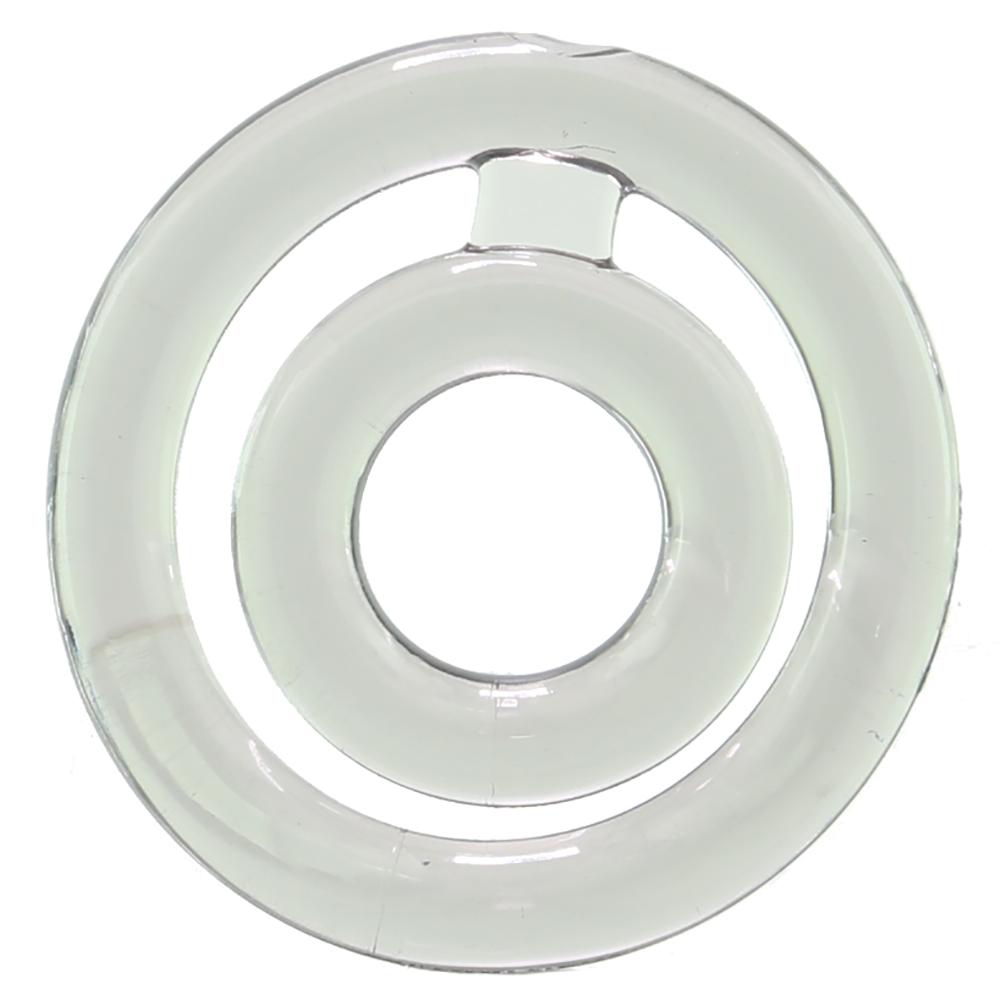 Clear double loop cock ring with a connecting strap.