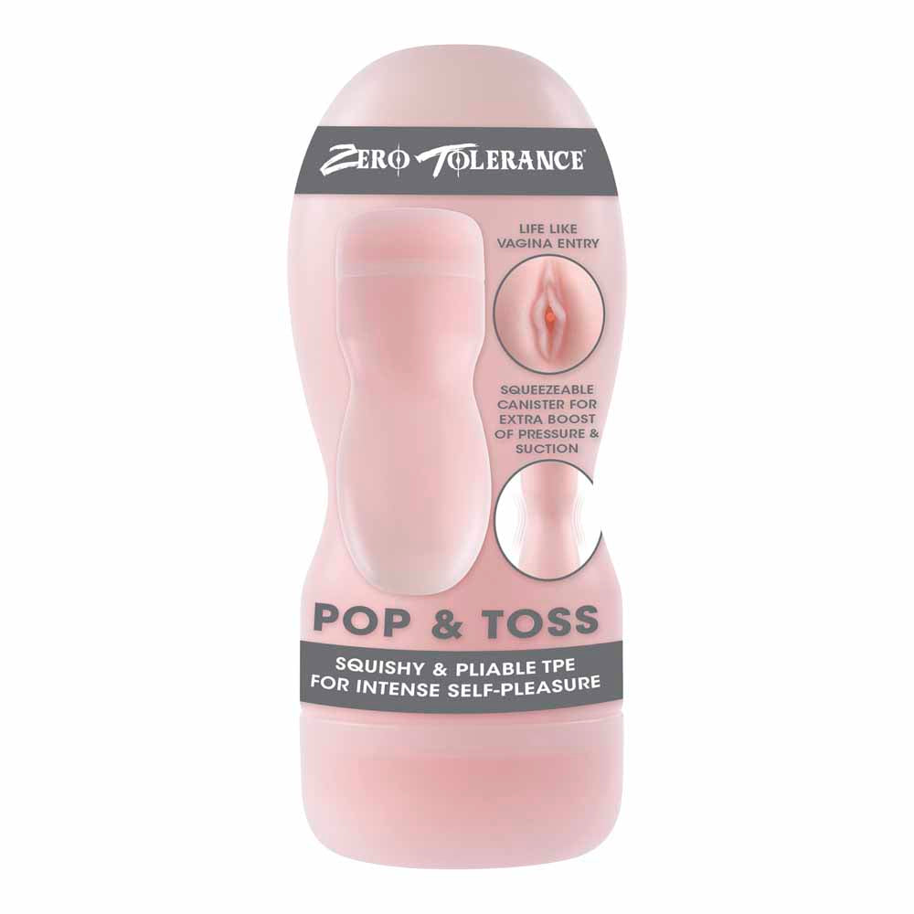 Pink textured pocket stroker with "Zero Tolerance" branding.