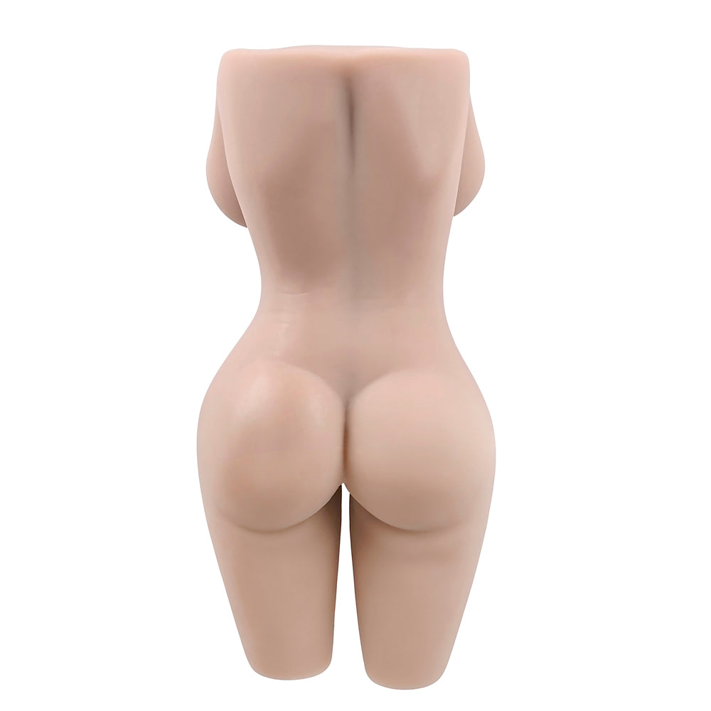 Realistic female torso stroker with textured inner channel.
