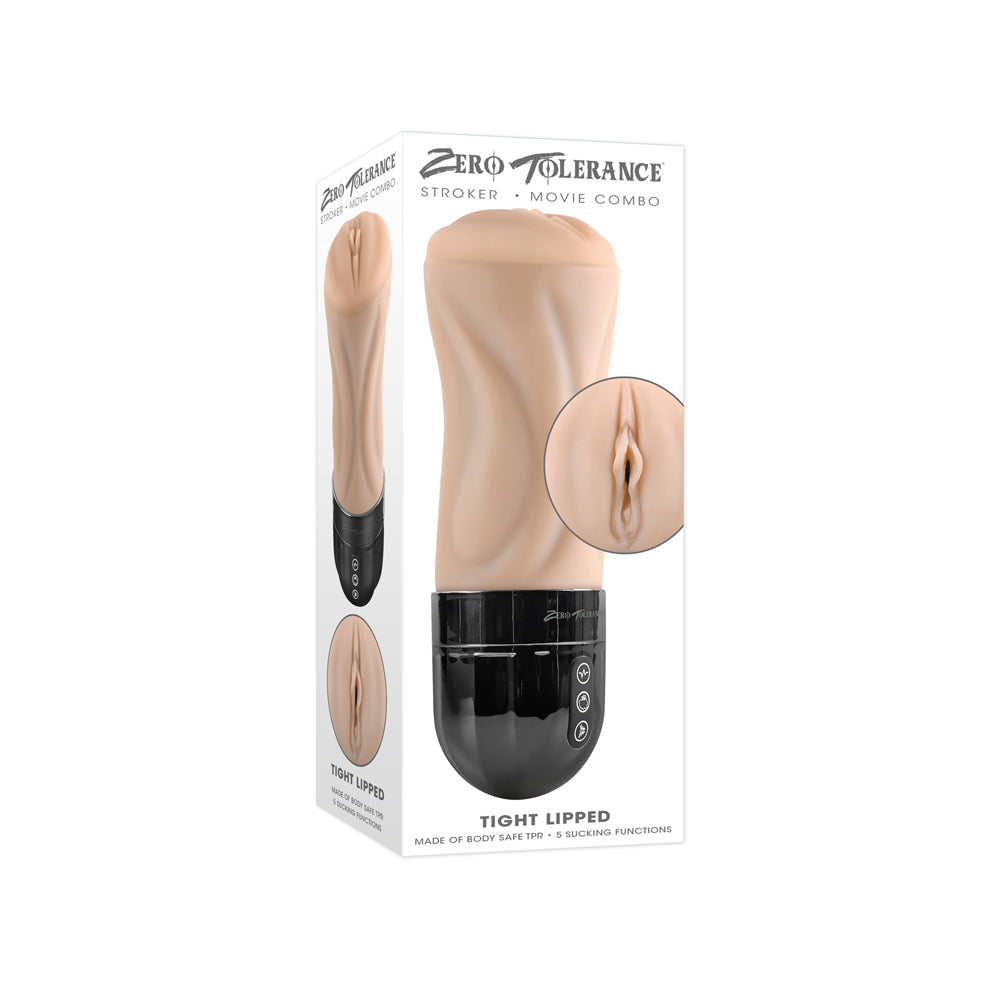 Zero Tolerance Tight Lipped stroker with realistic texture and vibrating base.