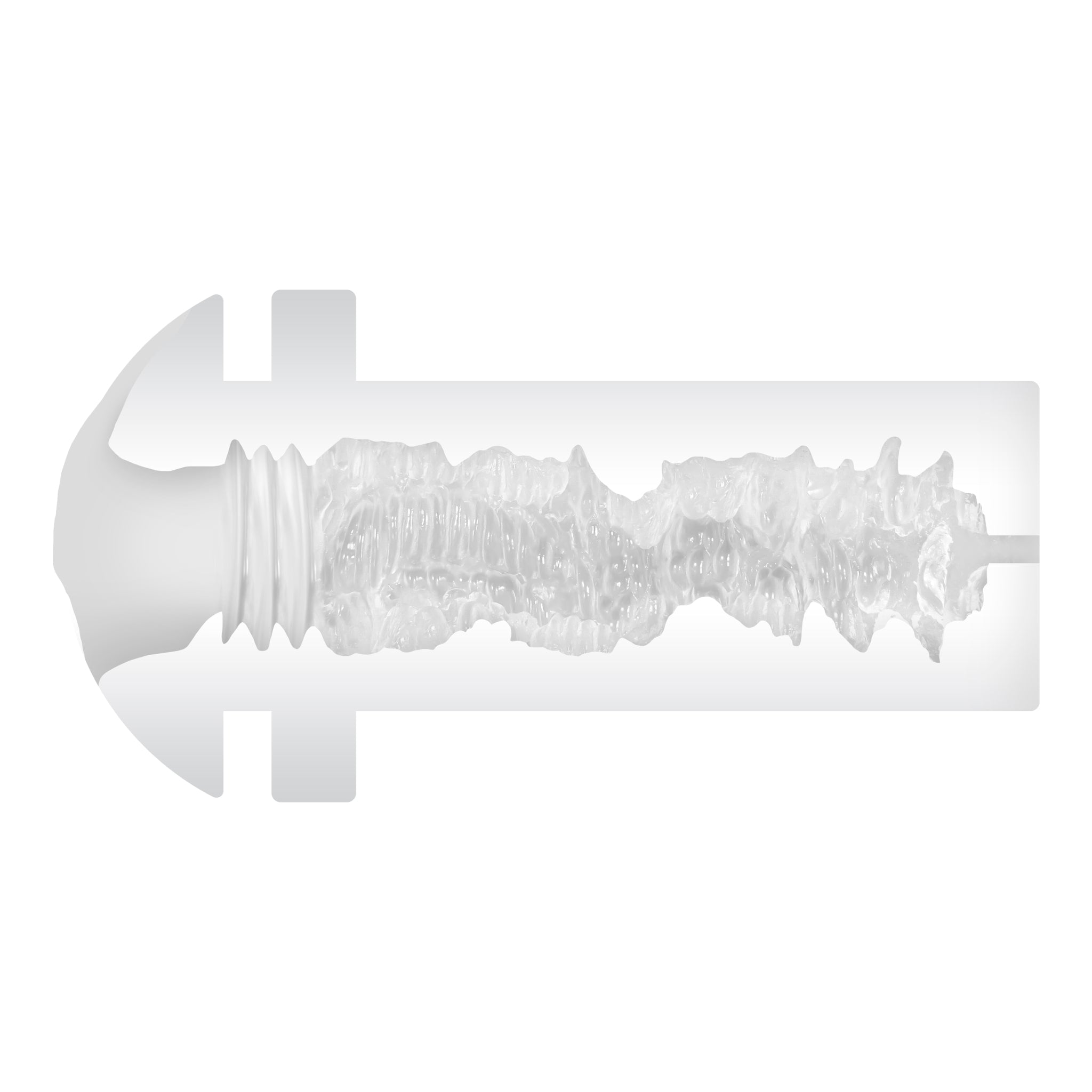 Realistic vibrating male stroker with textured interior and suction cup base.