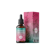 Zestra Aphrodisiac Oils bottle and box with floral design.