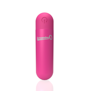 Pink rechargeable bullet vibrator with a power button and "Screaming O" logo.
