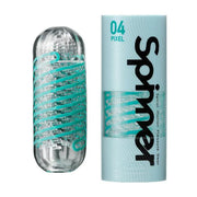 Tenga Spinner 04 Pixel reusable male masturbator with spiral texture.