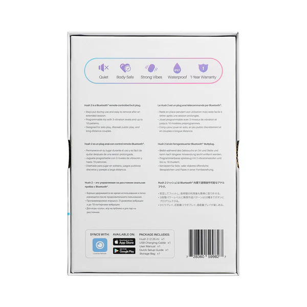 Lovense Hush 2 App-Controlled Vibrating Butt Plug – 2.25 inch