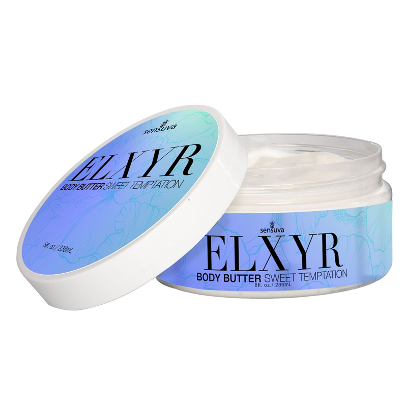 Sensuva Elxyr body butter in Sweet Temptation scent.